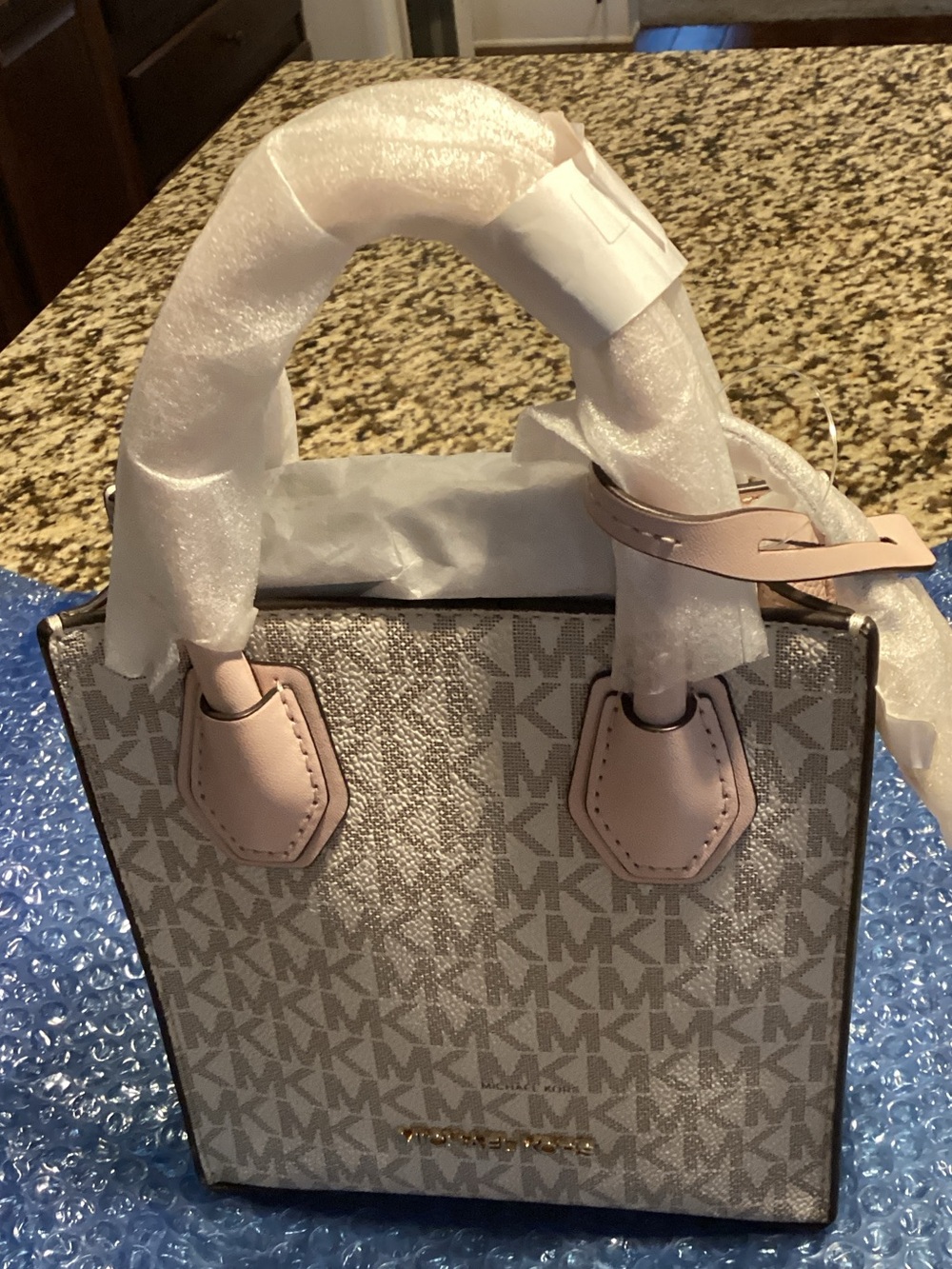 Michael Kors Pink Logo-Print Mini Tote 9.5” H x14 Wx5” D